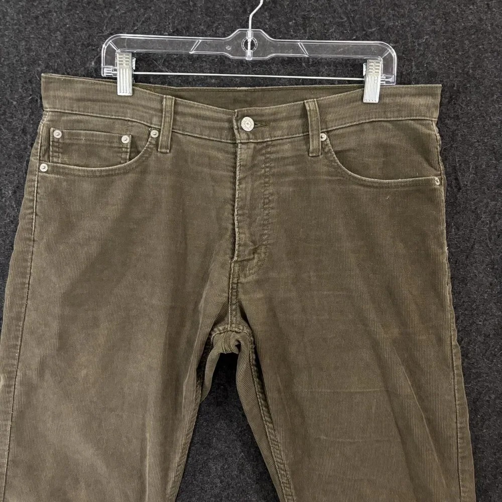 Levis 514 Corduroy Pants Men's 36x30 Olive Green 5-Pocket Straight Casual